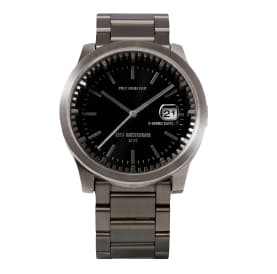 steel watch with black case